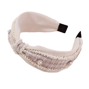 Elegant Cream Beaded Embellished Headband